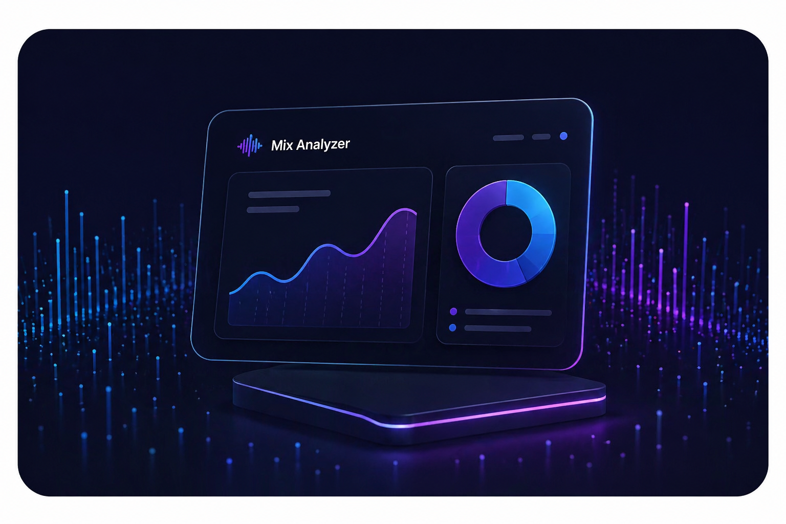 Mix Analyzer dashboard with glowing analysis charts